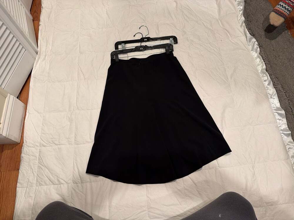 Context Black A-Line Midi Skirt with Side Zip and Seam Detail